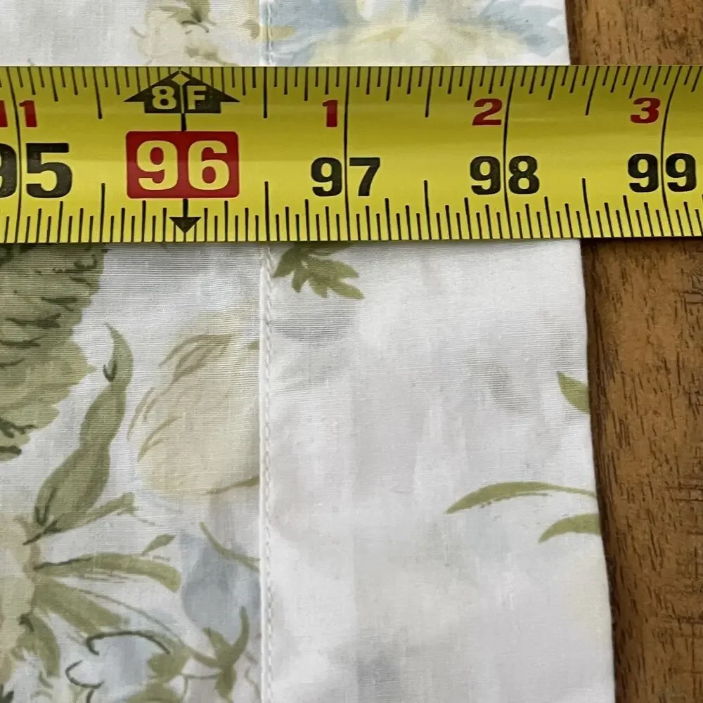 Vintage Ivory & Blue Floral Shabby Chic Flat Sheet 98.5